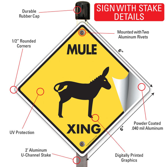 Mule Xing (Crossing) Horse Signs or Sticker