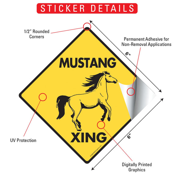 Mustang Xing (Crossing) Horse Signs or Sticker