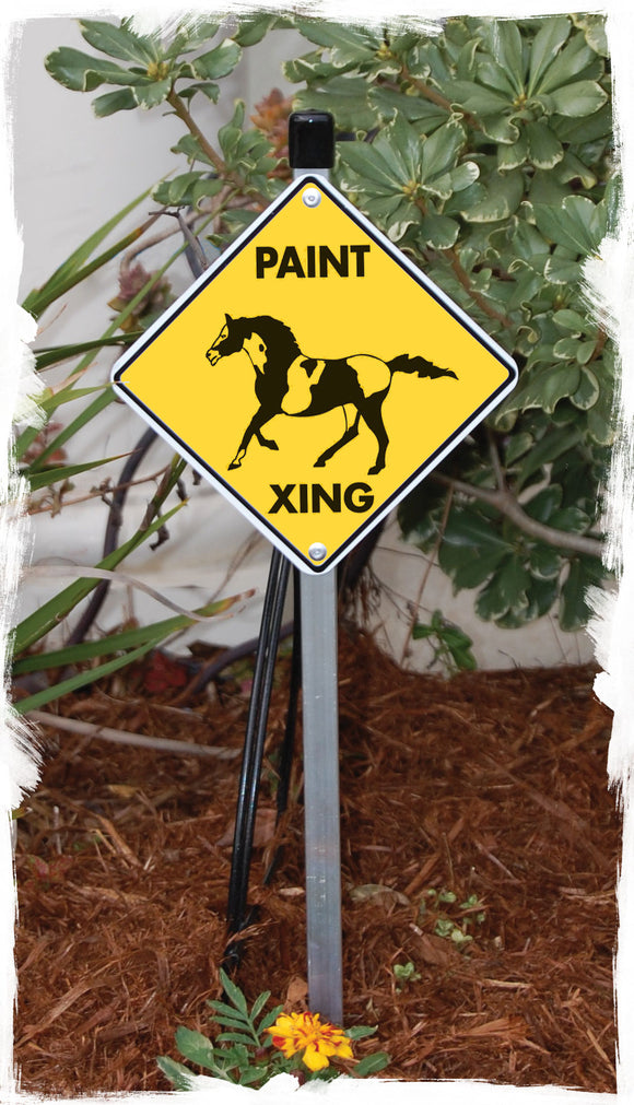 Paint Crossing Horse Aluminum Sign or Vinyl Sticker - Weatherproof Novelty