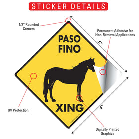 Paso Fino Xing (Crossing) Horse Signs or Sticker - 0