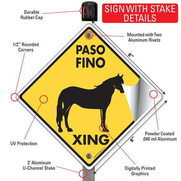 Paso Fino Xing (Crossing) Horse Signs or Sticker