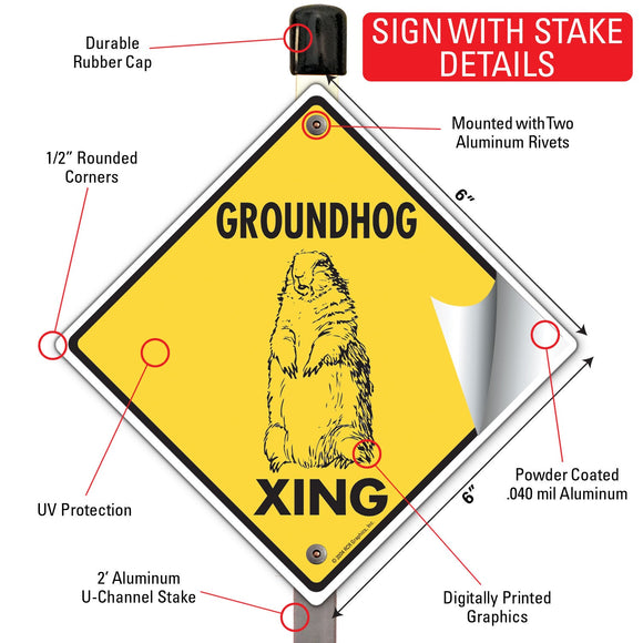 Groundhog Xing (Crossing) Animal Signs or Sticker