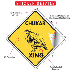 Chukar Xing (Crossing) Bird Signs or Sticker - 0