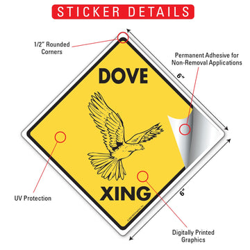 Dove Xing (Crossing) Bird Signs or Sticker - 0