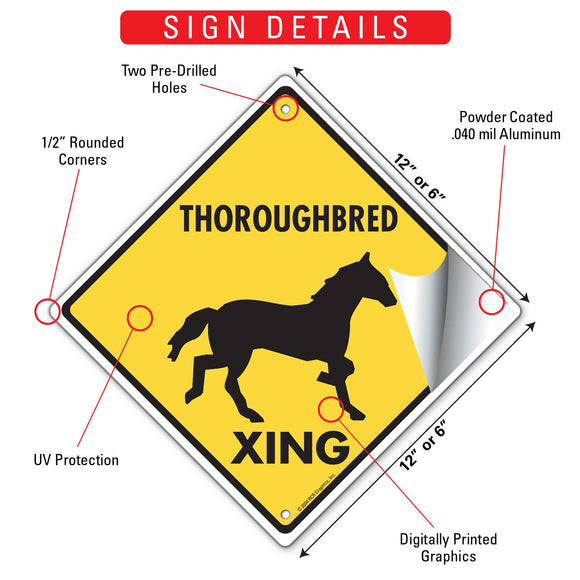 Thoroughbred Xing (Crossing) Horse Signs or Sticker