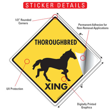 Thoroughbred Xing (Crossing) Horse Signs or Sticker - 0