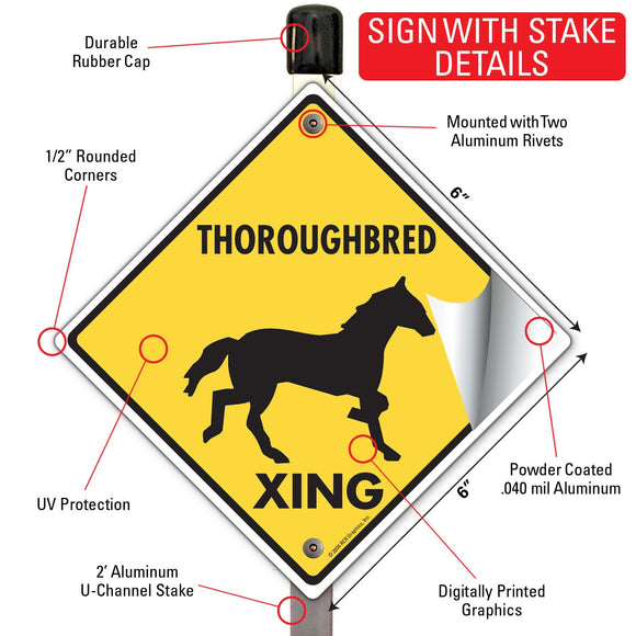 Thoroughbred Xing (Crossing) Horse Signs or Sticker