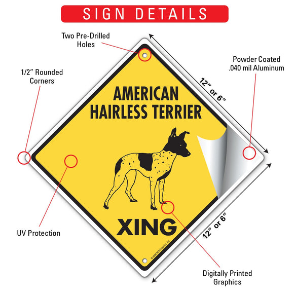 American Hairless Terrier Xing (Crossing) Dog Signs & Sticker