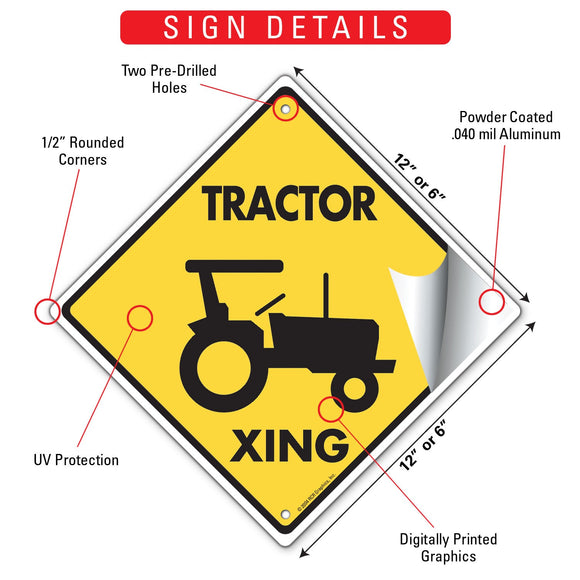 Tractor Xing (Crossing) Farm Signs or Sticker