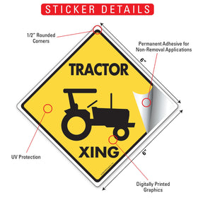 Tractor Xing (Crossing) Farm Signs or Sticker - 0