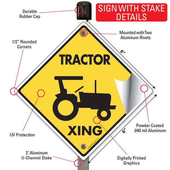 Tractor Xing (Crossing) Farm Signs or Sticker