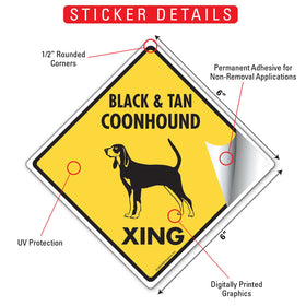 Black & Tan Coonhound Xing (Crossing) Dog Signs or Sticker - 0