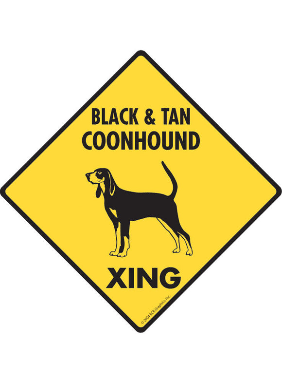 Black and Tan Coonhound Xing Sign or Sticker