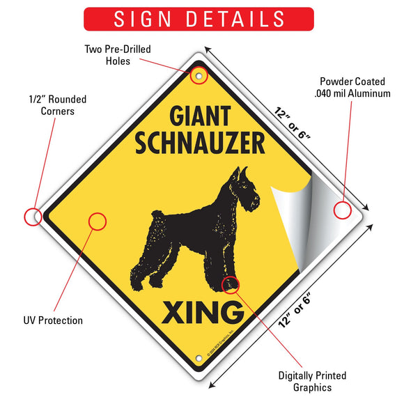 Giant Schnauzer Xing (Crossing) Dog Signs or Sticker