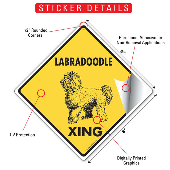 Labradoodle Xing (Crossing) Dog Signs or Sticker