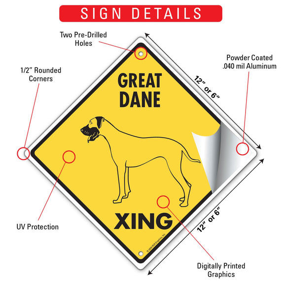 Great Dane Xing (Crossing) Dog Signs or Sticker