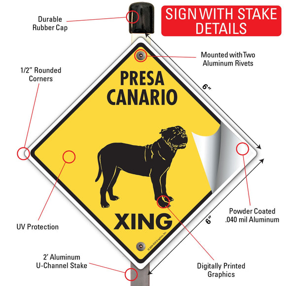 Presa Canario Xing (Crossing) Dog Signs or Sticker