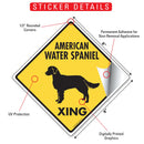 American Water Spaniel Xing (Crossing) Dog Signs or Sticker-2