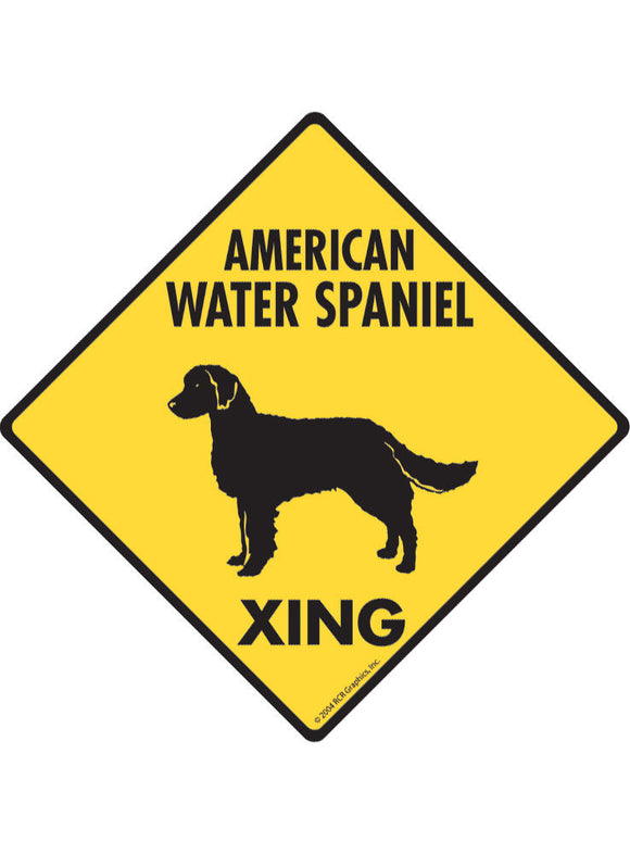 American Water Spaniel Xing Sign or Sticker