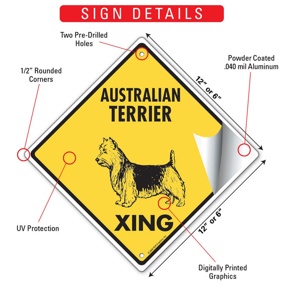 Australian Terrier Xing (Crossing) Dog Signs or Sticker