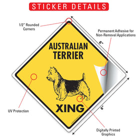 Australian Terrier Xing (Crossing) Dog Signs or Sticker - 0