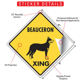 Beauceron Xing (Crossing) Dog Signs or Sticker - 0