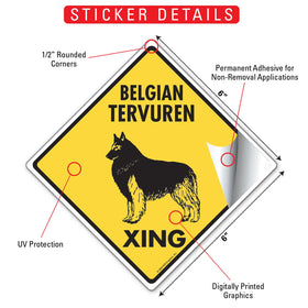 Belgian Tervuren Xing (Crossing) Dog Signs or Sticker - 0