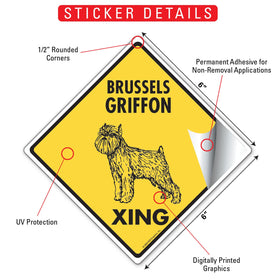 Brussels Griffon Xing (Crossing) Dog Signs or Sticker - 0