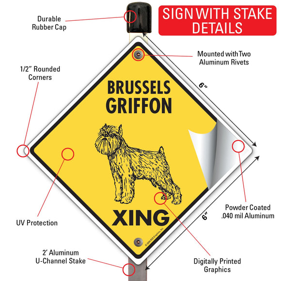 Brussels Griffon Xing (Crossing) Dog Signs or Sticker