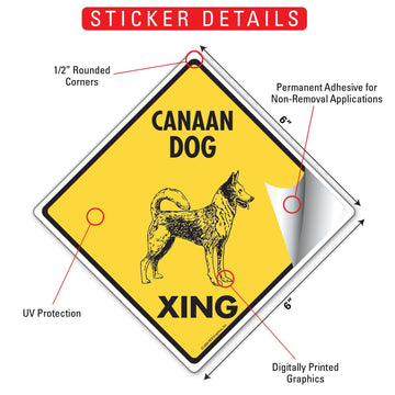 Canaan Dog Xing (Crossing) Signs or Sticker - 0