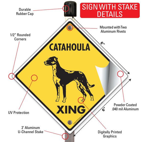 Catahoula Xing (Crossing) Dog Signs or Sticker
