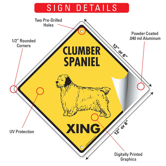 Clumber Spaniel Xing (Crossing) Dog Signs or Sticker