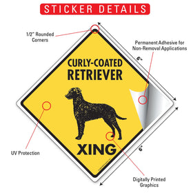 Curly-Coated Retriever Xing (Crossing) Dog Signs or Sticker - 0