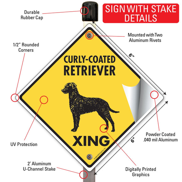 Curly-Coated Retriever Xing (Crossing) Dog Signs or Sticker