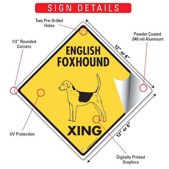 English Foxhound Xing (Crossing) Dog Signs or Sticker