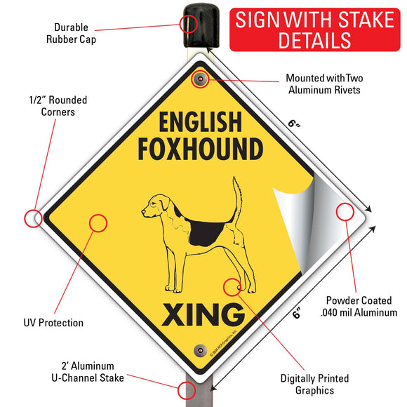 English Foxhound Xing (Crossing) Dog Signs or Sticker