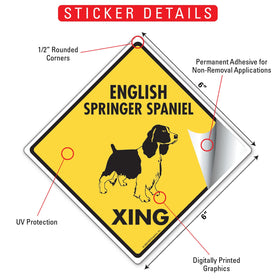 English Springer Spaniel Xing (Crossing) Signs or Sticker - 0