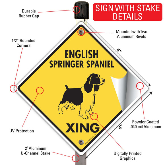 English Springer Spaniel Xing (Crossing) Signs or Sticker