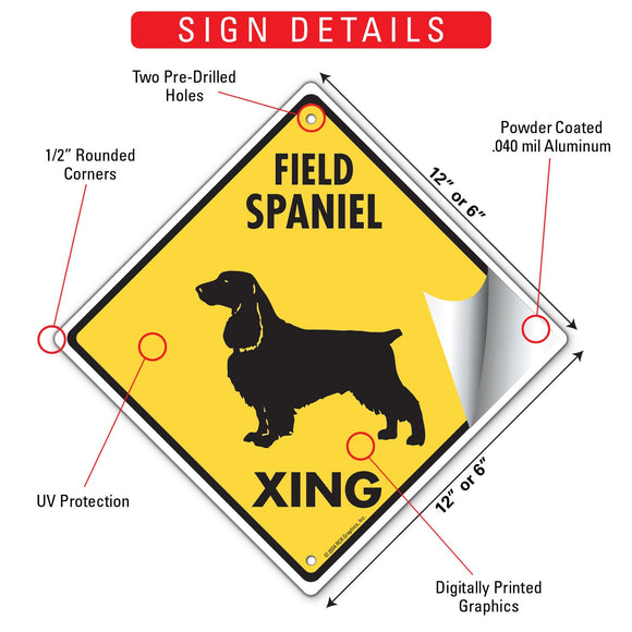 Field Spaniel Xing (Crossing) Dog Signs or Sticker