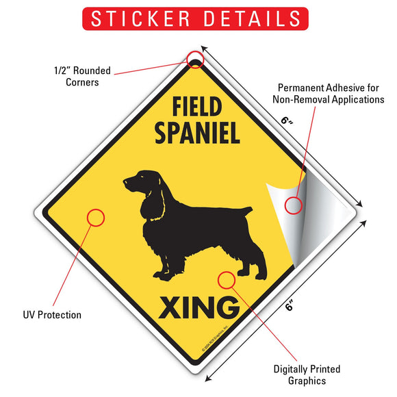 Field Spaniel Xing (Crossing) Dog Signs or Sticker