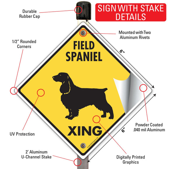 Field Spaniel Xing (Crossing) Dog Signs or Sticker