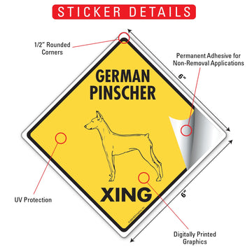 German Pinscher Xing (Crossing) Dog Signs or Sticker - 0