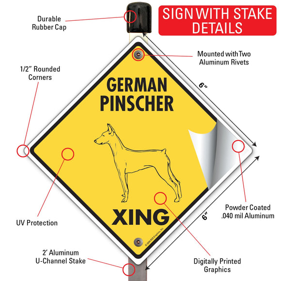 German Pinscher Xing (Crossing) Dog Signs or Sticker