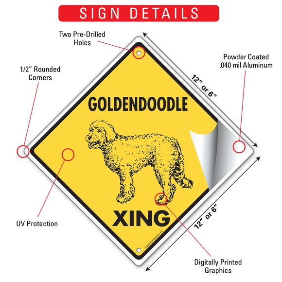 Goldendoodle Xing (Crossing) Dog Signs or Sticker