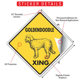 Goldendoodle Xing (Crossing) Dog Signs or Sticker - 0