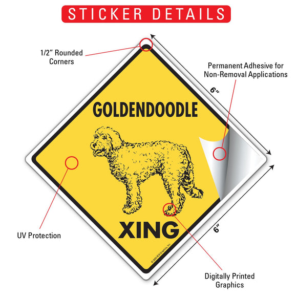 Goldendoodle Xing (Crossing) Dog Signs or Sticker