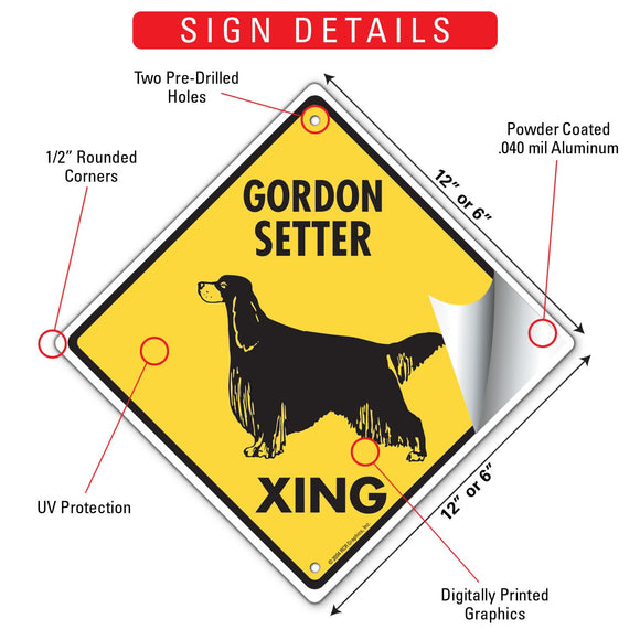 Gordon Setter Xing (Crossing) Dog Signs or Sticker