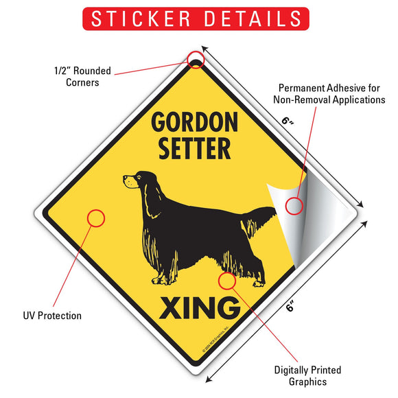 Gordon Setter Xing (Crossing) Dog Signs or Sticker