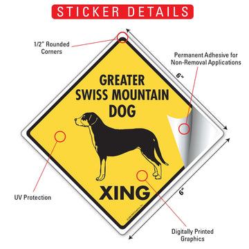 Greater Swiss Mountain Dog Xing Signs or Sticker - 0