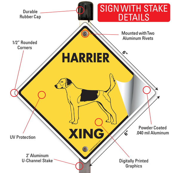 Harrier Xing (Crossing) Dog Signs or Sticker